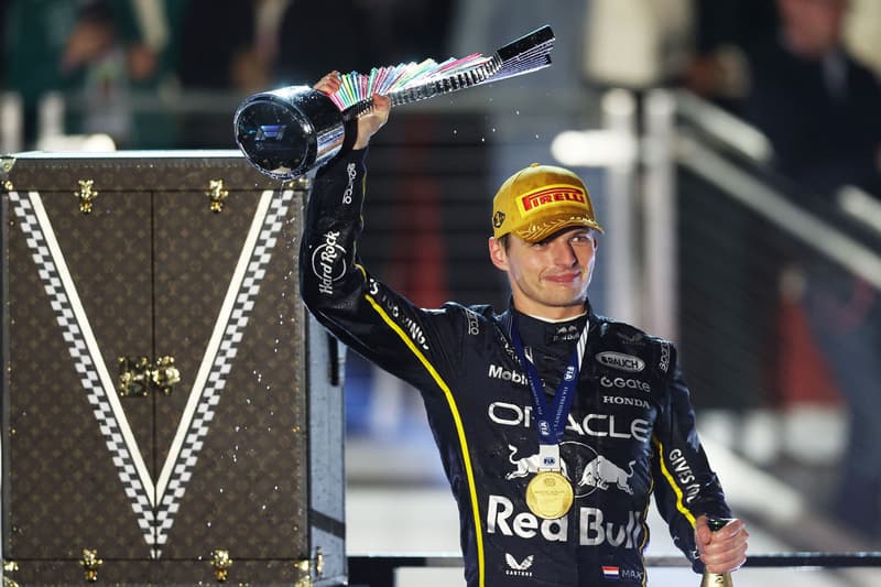 Louis Vuitton Keeps Its Winning Streak Alive – Even in Las Vegas grand prix formula 1 f1 trophy trunk case max verstappen