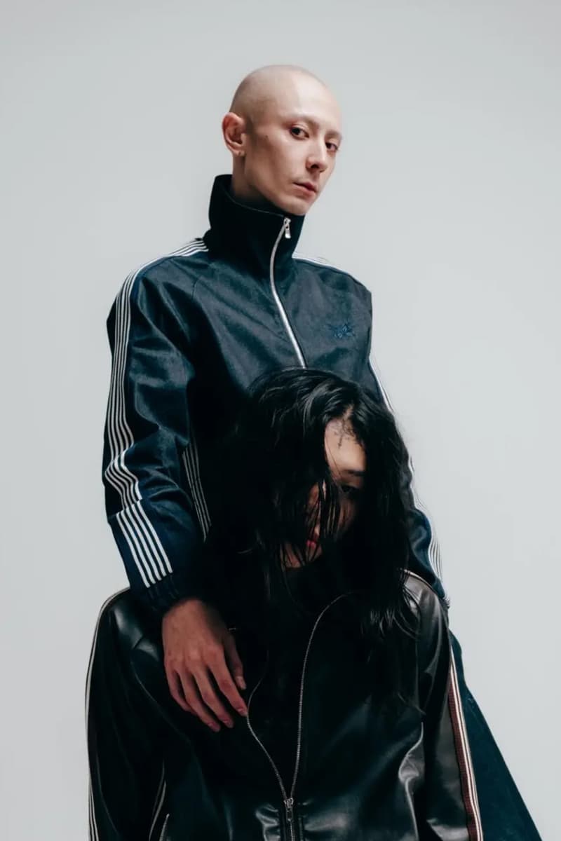 NEEDLES and NUBIAN Unveil FW25 Exclusive Capsule track suit high shine denim satin synthetic leather