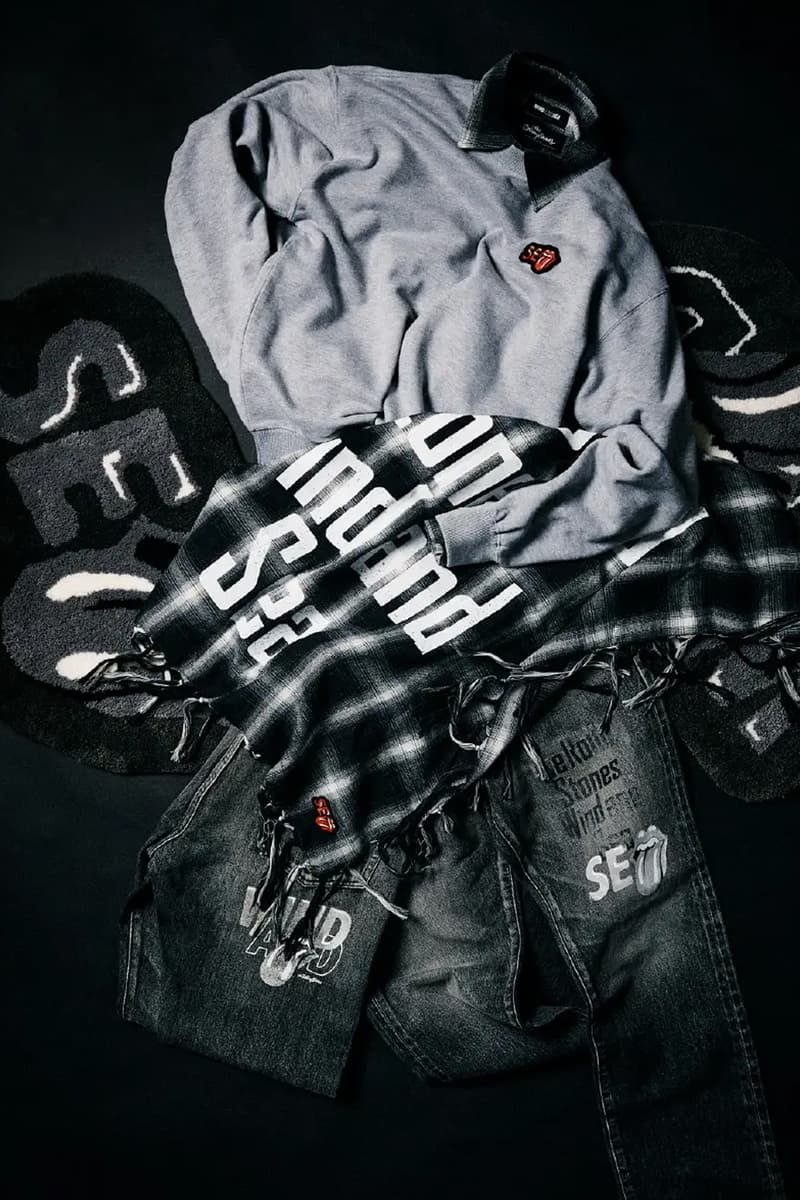 WIND AND SEA and The Rolling Stones Celebrate Rock and Roll Heritage With FW25 Collab varsity jackets leather jackets cobranding sticky fingers graphics