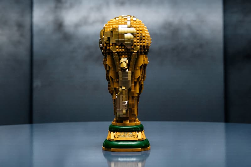 LEGO Editions 2,842-piece FIFA World Cup Official Trophy 1:1 replica with hidden interior diorama and minifigure display
