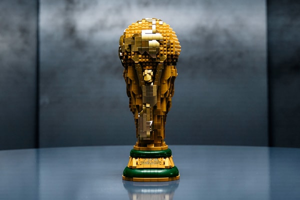 LEGO Editions 2,842-piece FIFA World Cup Official Trophy 1:1 replica with hidden interior diorama and minifigure display