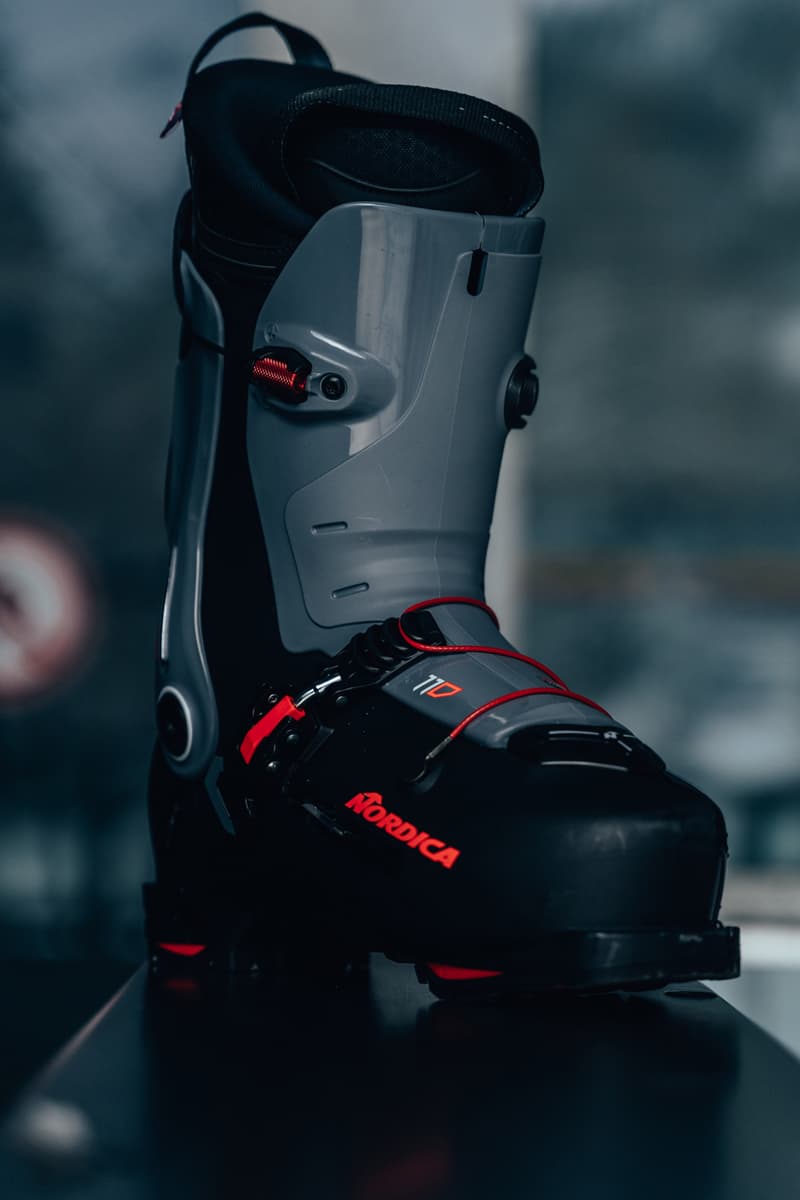 nordica hf boot ski skiwear single click rear entry system design technical double axis pivot cork liner primaloft footwear boots 