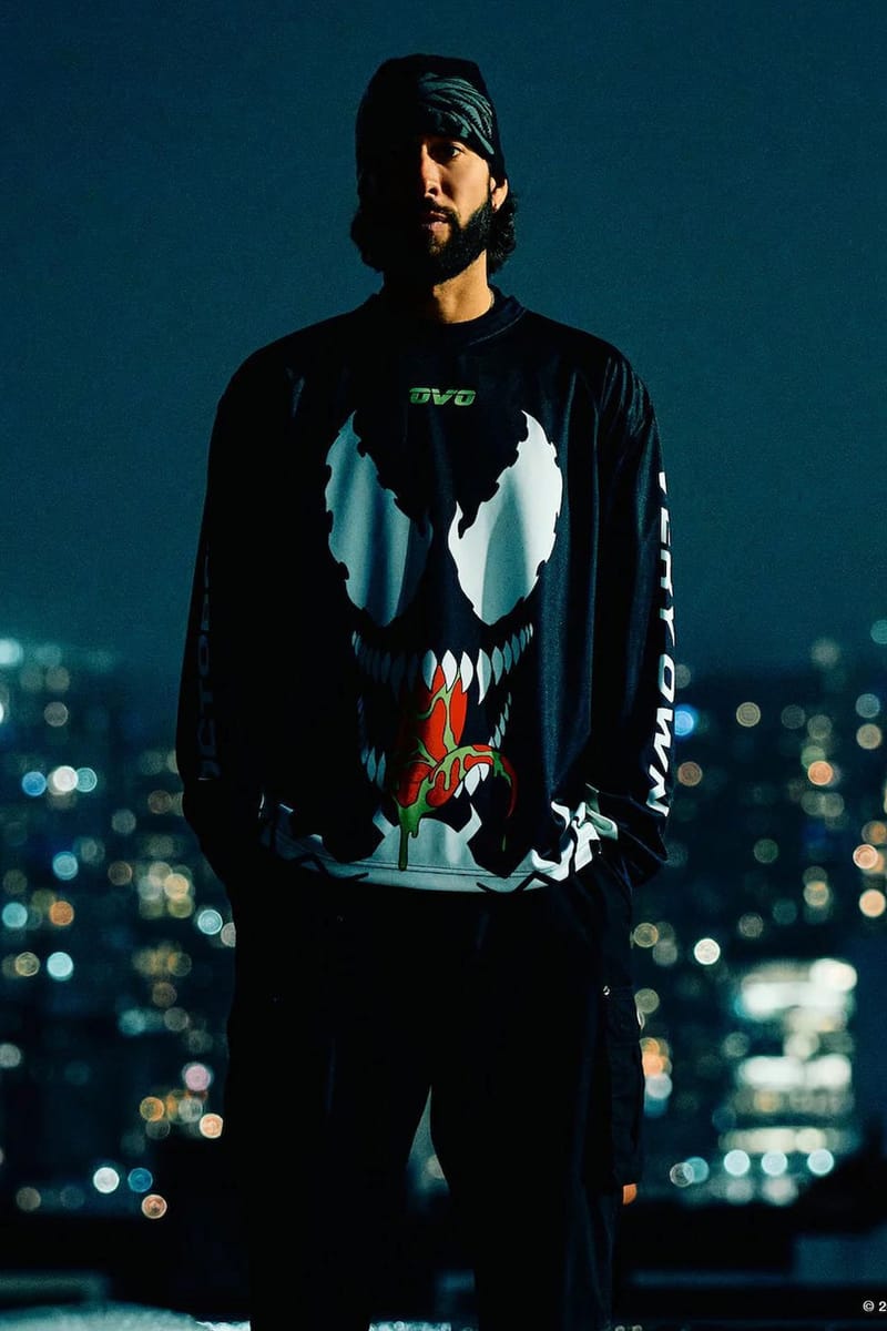 OVO x Marvel Venom hockey jersey with oversized comic artwork