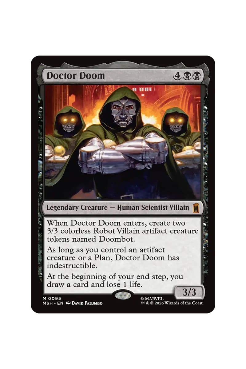 Preview cards from Magic: The Gathering x Marvel Super Heroes Universes Beyond set featuring heroes, villains, and comic-style art