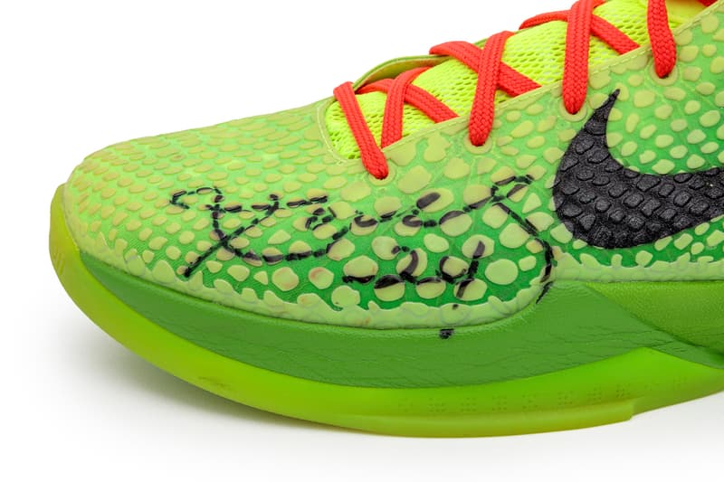 Kobe Bryants Only Game-Worn and Signed Nike Kobe 6 Protro "Grinch" Hits the Auction Block pharrell williams