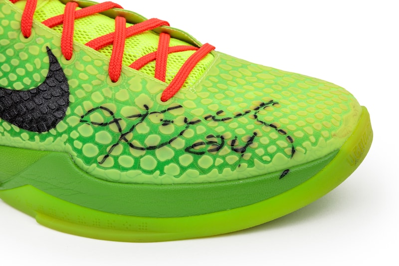 Kobe Bryants Only Game-Worn and Signed Nike Kobe 6 Protro "Grinch" Hits the Auction Block pharrell williams
