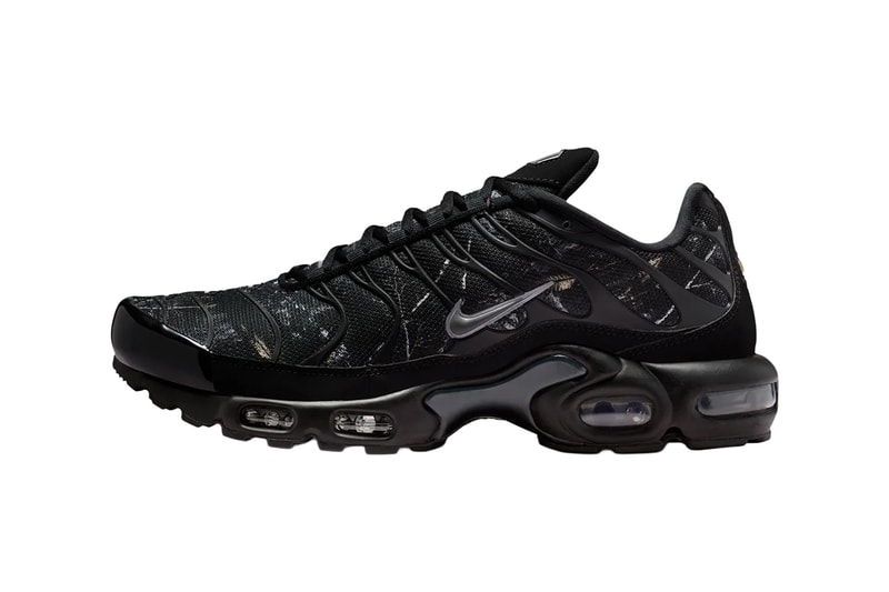 Nike Air Max Plus Black Wood Camo Dark Smoke Grey Black-Metallic Cool Grey IQ0301-070 Release Info