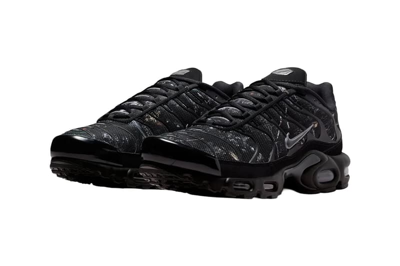 Nike Air Max Plus Black Wood Camo Dark Smoke Grey Black-Metallic Cool Grey IQ0301-070 Release Info