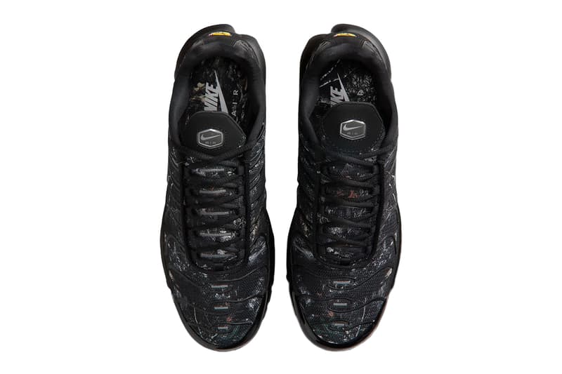 Nike Air Max Plus Black Wood Camo Dark Smoke Grey Black-Metallic Cool Grey IQ0301-070 Release Info