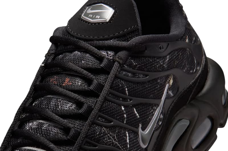 Nike Air Max Plus Black Wood Camo Dark Smoke Grey Black-Metallic Cool Grey IQ0301-070 Release Info