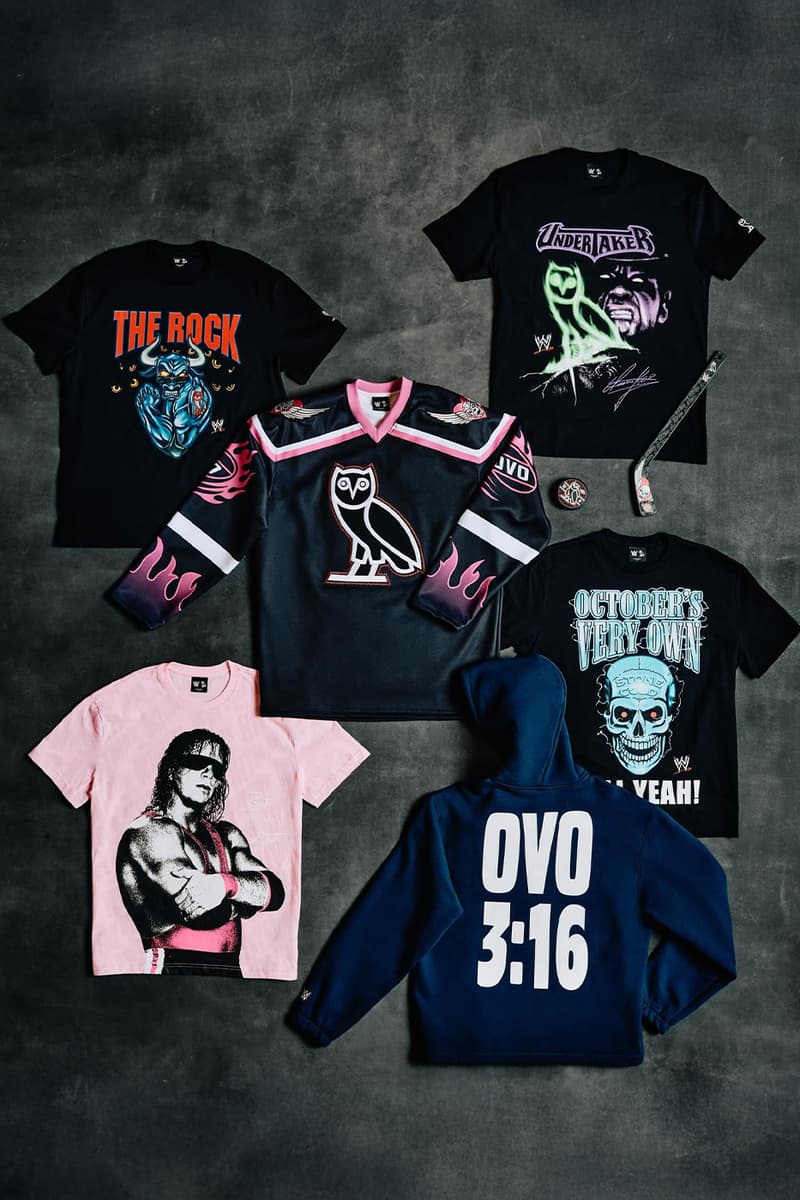 Drake's OVO x WWE Collaboration Capsule The Undertaker "Excellence of Execution," Bret “The Hitman” Hart, The Iron Sheik