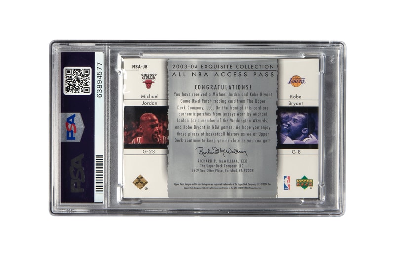 2003 Upper Deck Exquisite Dual Logoman basketball card featuring Kobe Bryant and Michael Jordan that sold for $3.172 million at Heritage Auctions