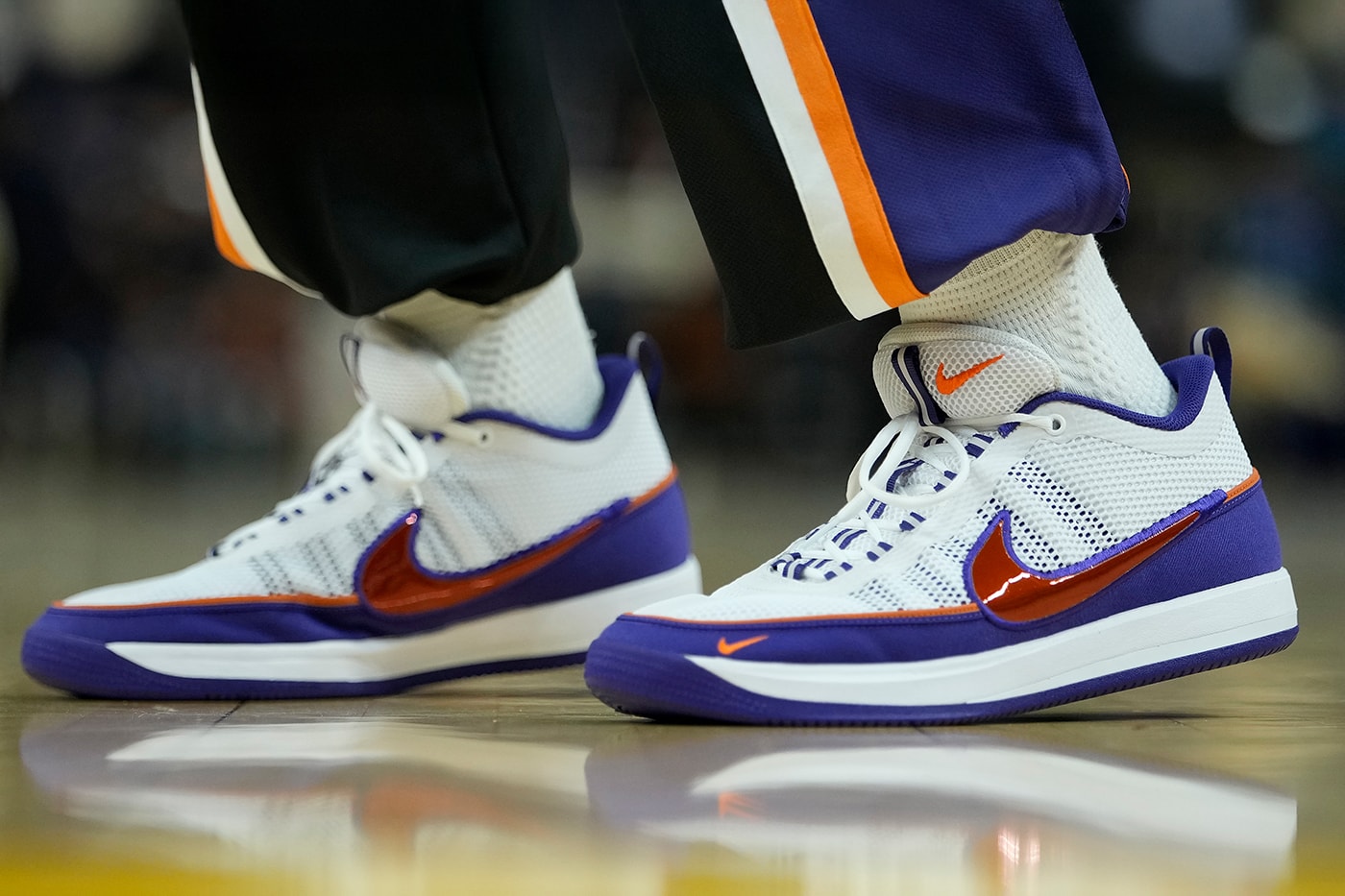 Devin Booker Debuts Nike Book 2 "Phoenix Suns" PE nba basketball shoe swoosh mesh purple gold red