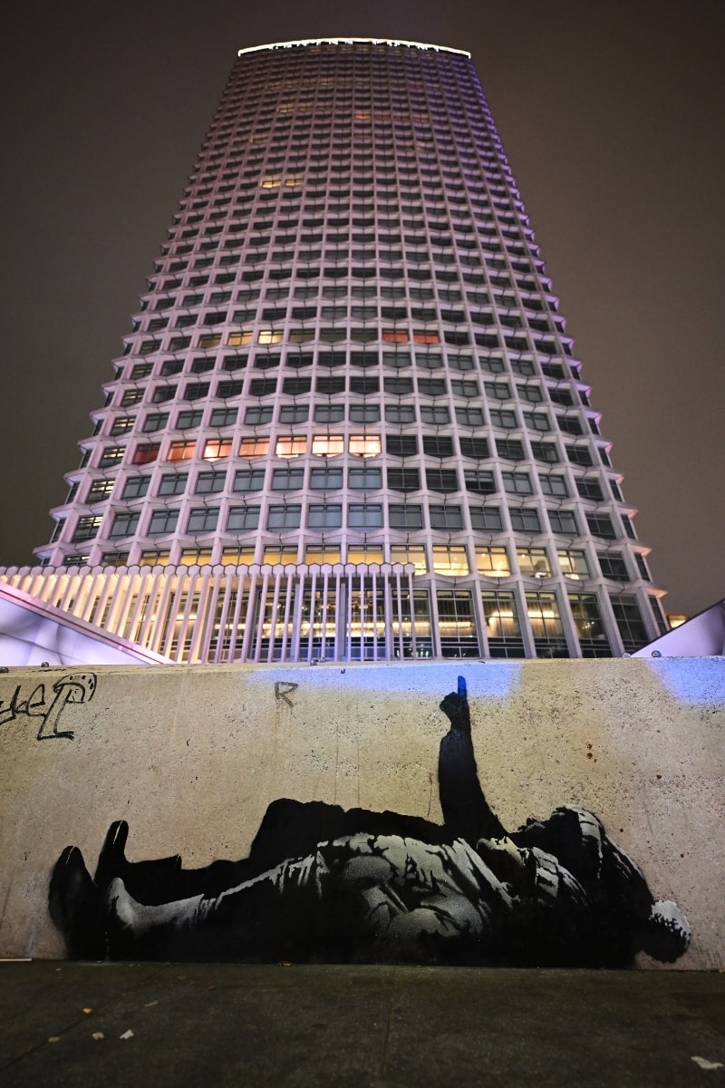 Banksy Two Identical Murals Queen's Mews Bayswater Centre Point Tower London