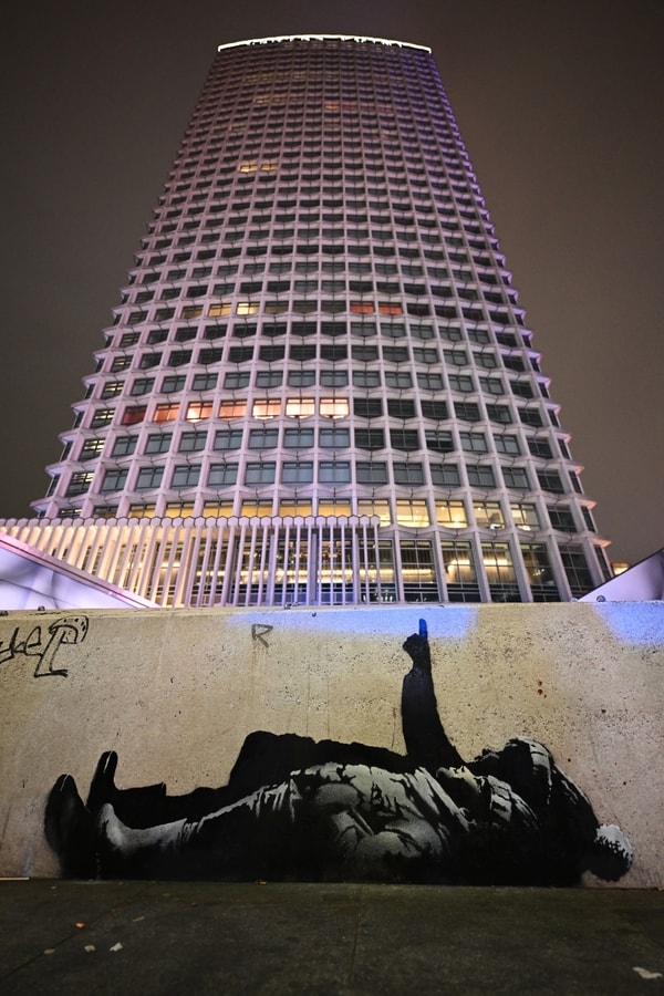 Banksy Two Identical Murals Queen's Mews Bayswater Centre Point Tower London