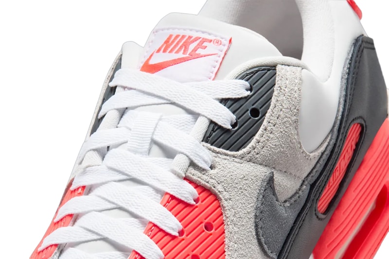 Nike Air Max 90 Infrared Reflective White Particle Grey Light Smoke Grey Black Infrared 23 IU1055-100 Release Info