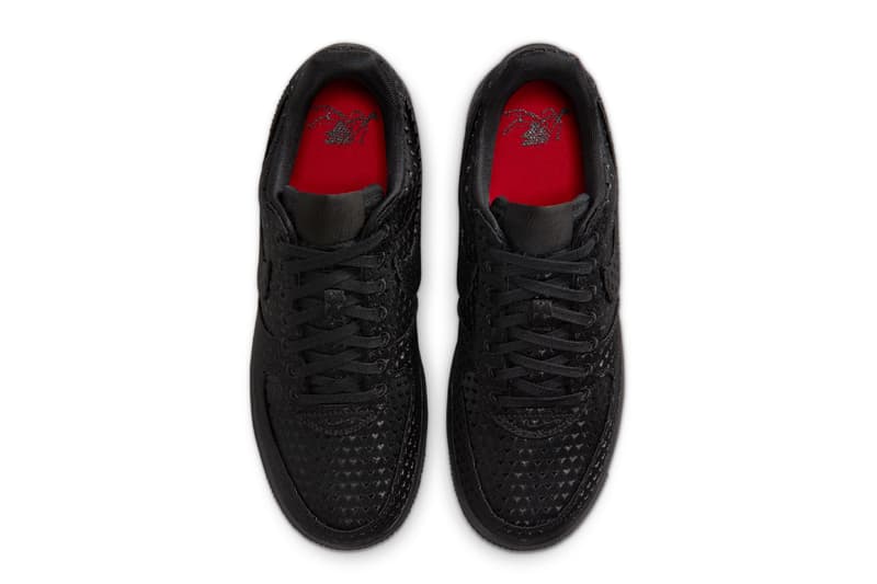Nike Air Force 1 Triple Black "Valentine's Day" Black/University Red IQ9965-001 official look