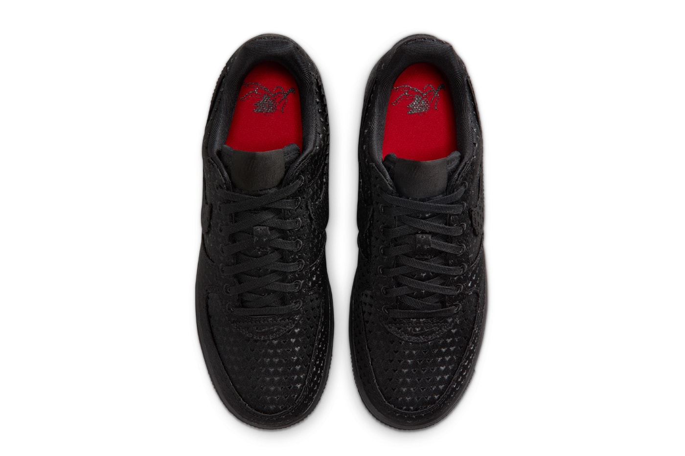 Nike Air Force 1 Triple Black "Valentine's Day" Black/University Red IQ9965-001 official look