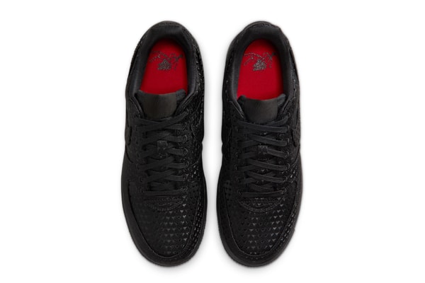Nike Air Force 1 Triple Black "Valentine's Day" Black/University Red IQ9965-001 official look