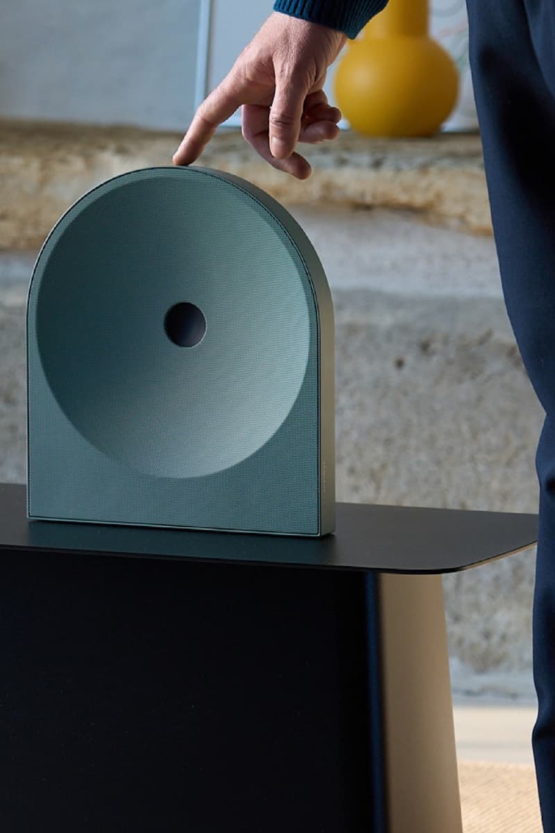 Samsung Music Studio 5 and Music Studio 7 Wi‑Fi speakers alongside HW-Q990H soundbar from the 2026 Q-Symphony audio lineup