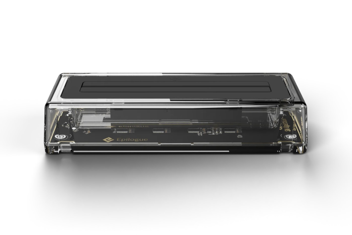 Epilogue SN Operator transparent USB-C dock connected to a computer with an original SNES cartridge inserted