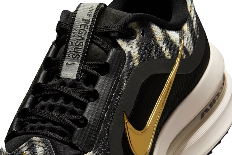 Nike Pegasus Premium Zebra Black Phantom Dark Hazel Metallic Gold IQ0368-010 Release Info