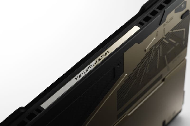 ROG Flow Z13-KJP Kojima Productions limited-edition Ludens-inspired gaming tablet with matching ROG Delta II-KJP headset and accessories on desk setup