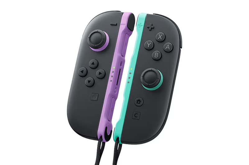 Nintendo Switch 2 Joy-Con 2 controllers in Light Purple and Light Green with graphite shells showing pastel rings and rails