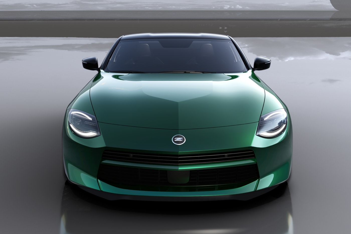 2027 Nissan Fairlady Z facelift in Unryu Green showcasing new two-piece grille and Nismo manual performance variant at Tokyo Auto Salon