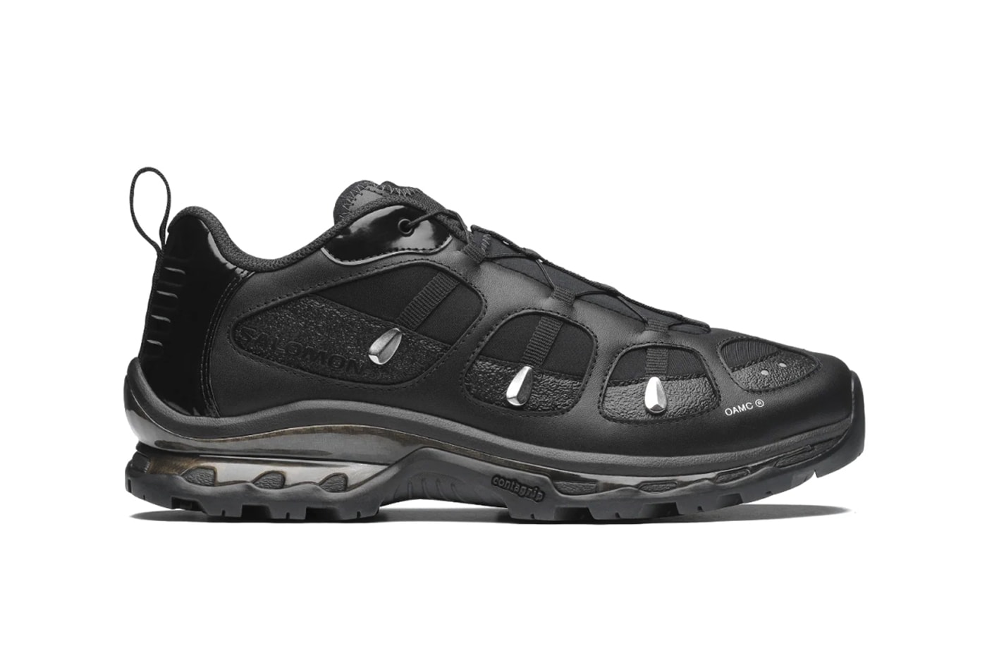 Official Look at the OAMC x Salomon XT-QUEST "Black/Silver" L49167100 black metallic silver monochromatic alpine paris fashion brand footwear rugged shoe