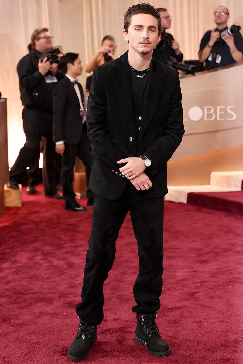 Timothée Chalamet Wears Chrome Hearts Timberland Boot Cartier Necklace Urban Jürgensen Watch 83rd Golden Globe Awards