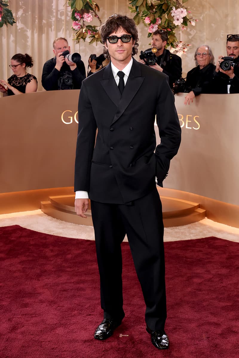 Jacob Elordi Wears Bottega Veneta Jacques Marie Mage sunglasses 83rd Golden Globes