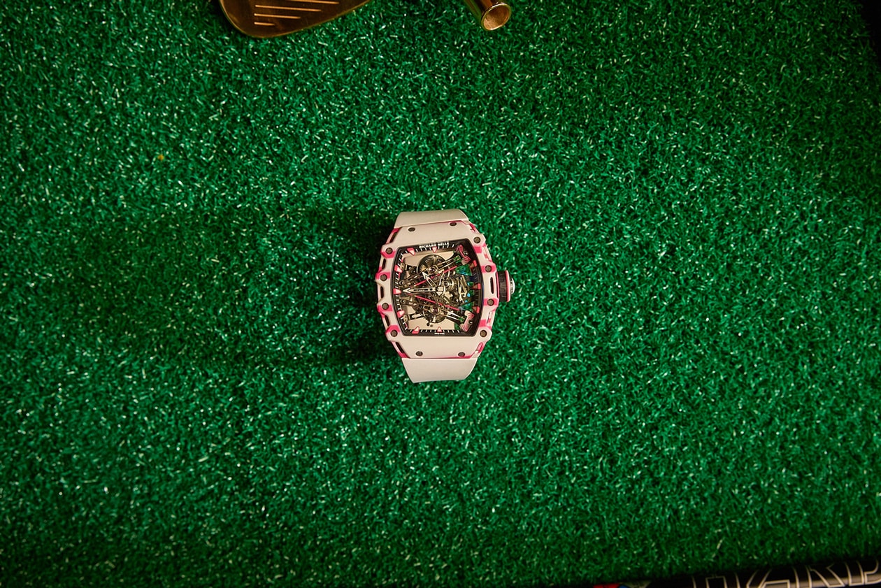 video essentials bubba watson richard mille rm 38-02 tourbillon manual winding pink watch liv golf ping g440 max golf club driver solid gold masters trophy 