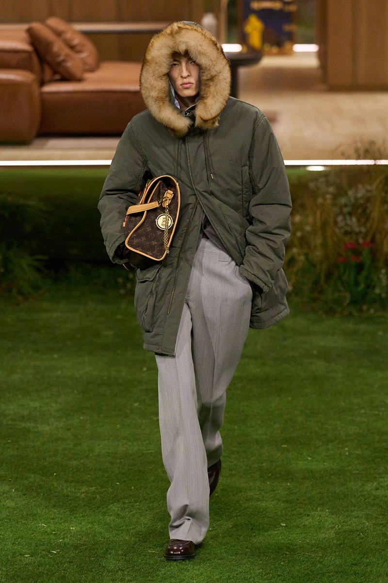 Pharrell Louis Vuitton Fall/Winter 2026 Menswear Paris Fashion Week Runway Collection slippers leather Pharrell's Louis Vuitton FW26 Menswear Collection Reimagines the Architecture of the Inhabited Uniform
