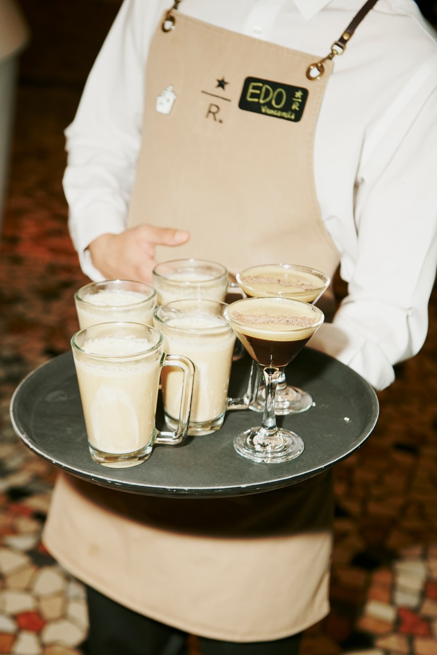 starbucks lucas zanotto collection house of coffee launch party milan reserve roastery sarah andelman fashion week event cocktails coffee nordica k-way poldo dog couture