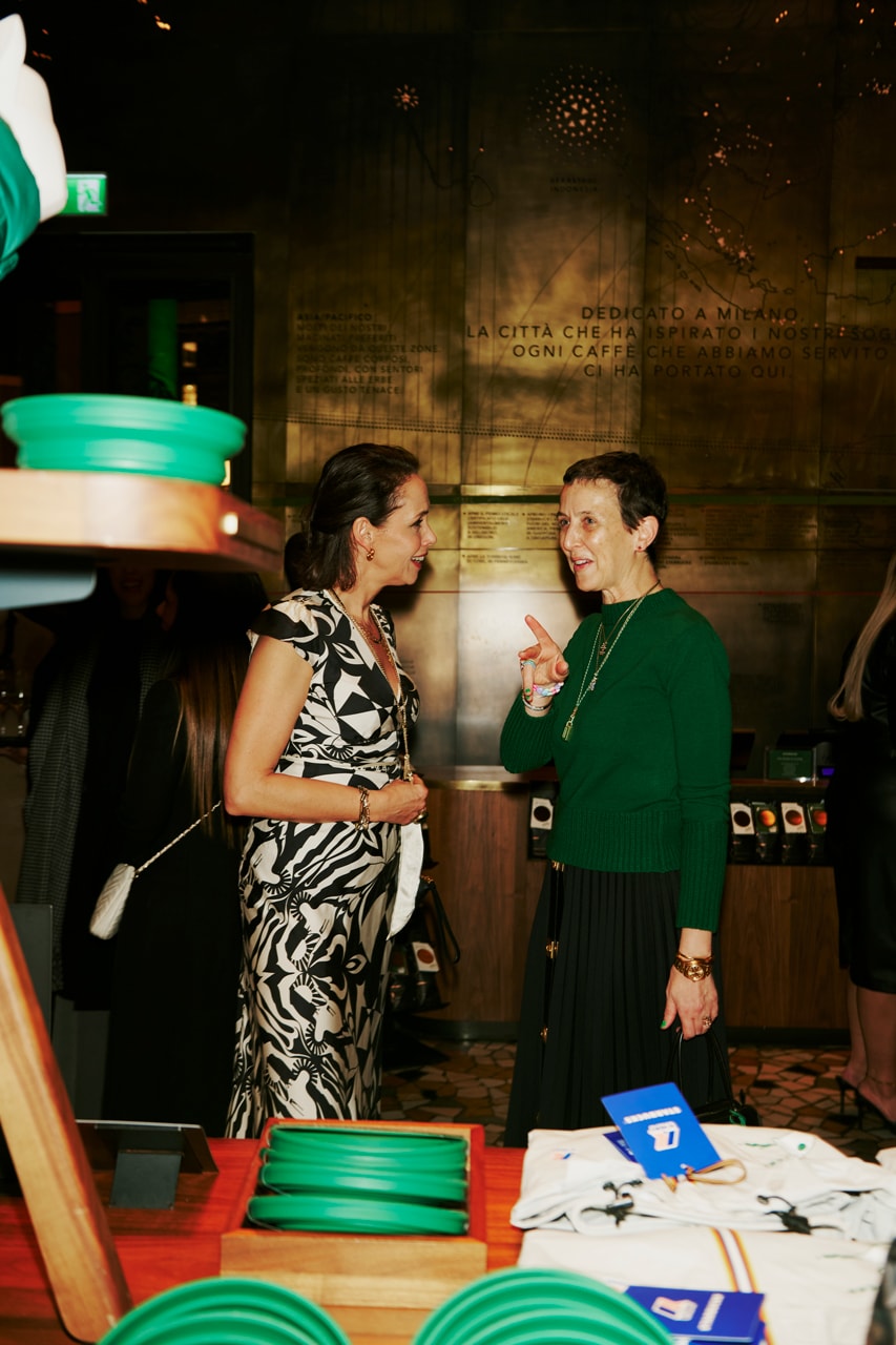 starbucks lucas zanotto collection house of coffee launch party milan reserve roastery sarah andelman fashion week event cocktails coffee nordica k-way poldo dog couture