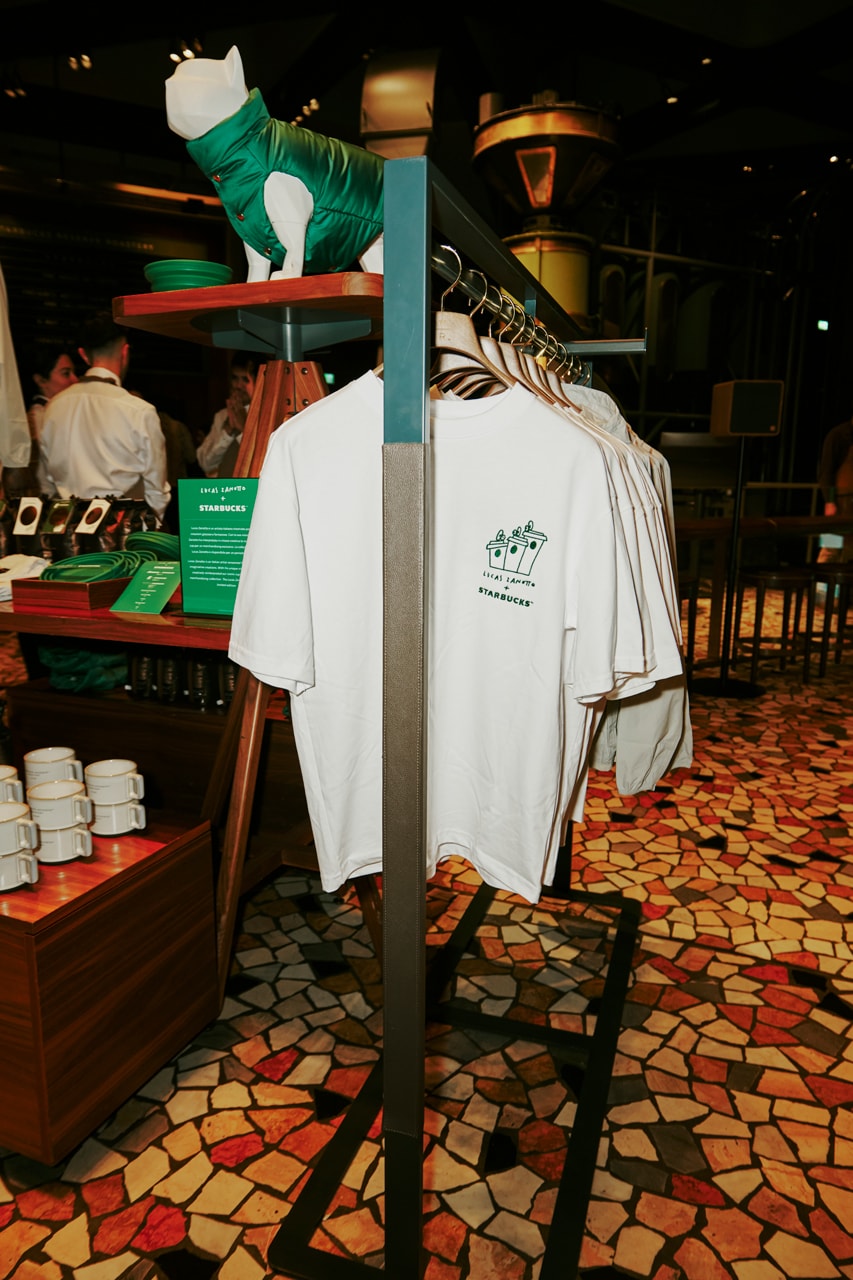 starbucks lucas zanotto collection house of coffee launch party milan reserve roastery sarah andelman fashion week event cocktails coffee nordica k-way poldo dog couture