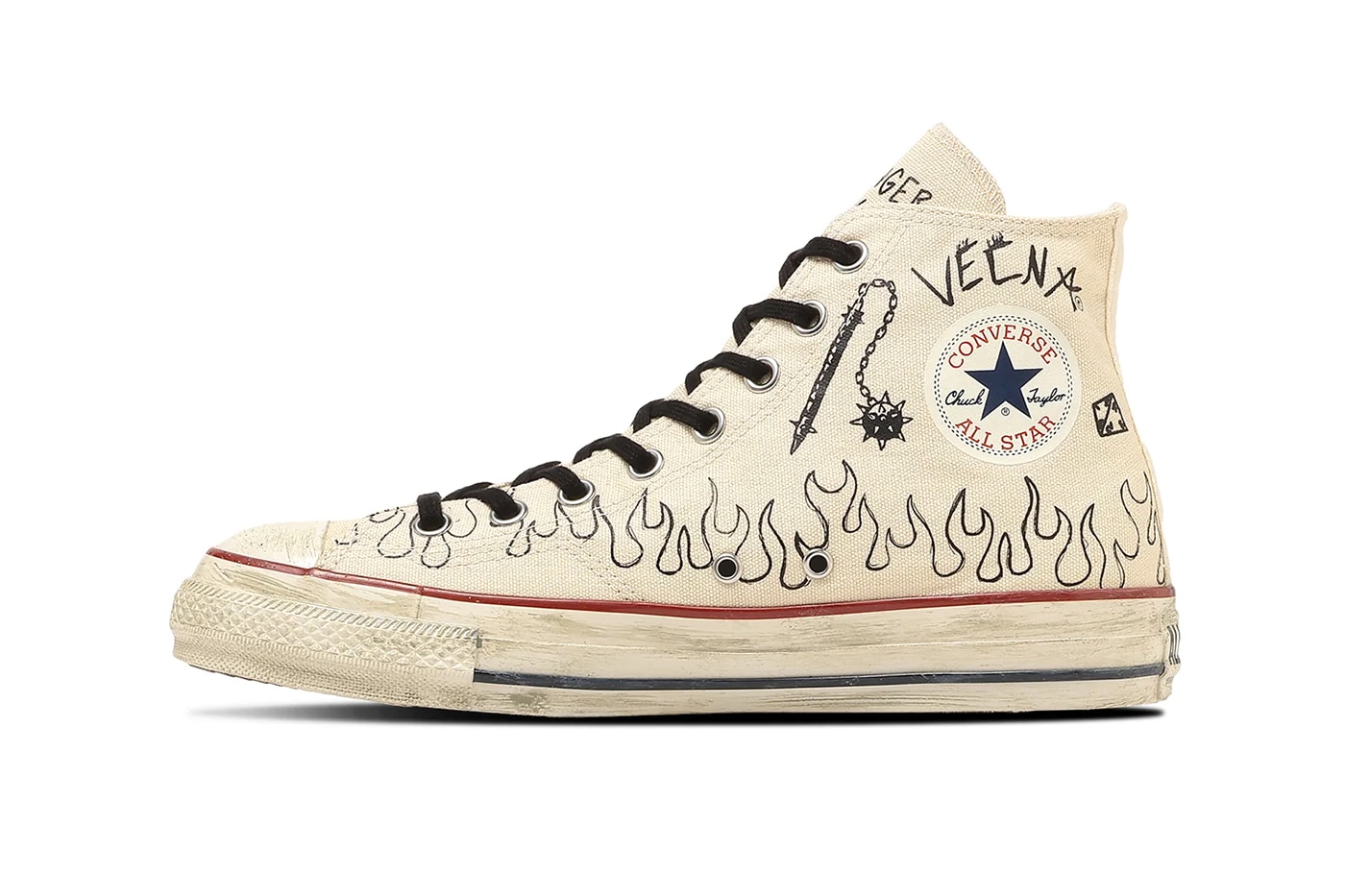 Netflix Stranger Things Converse All Star Aged 87 Pack Bleached Black Natural Blue Black Black Red Release Info