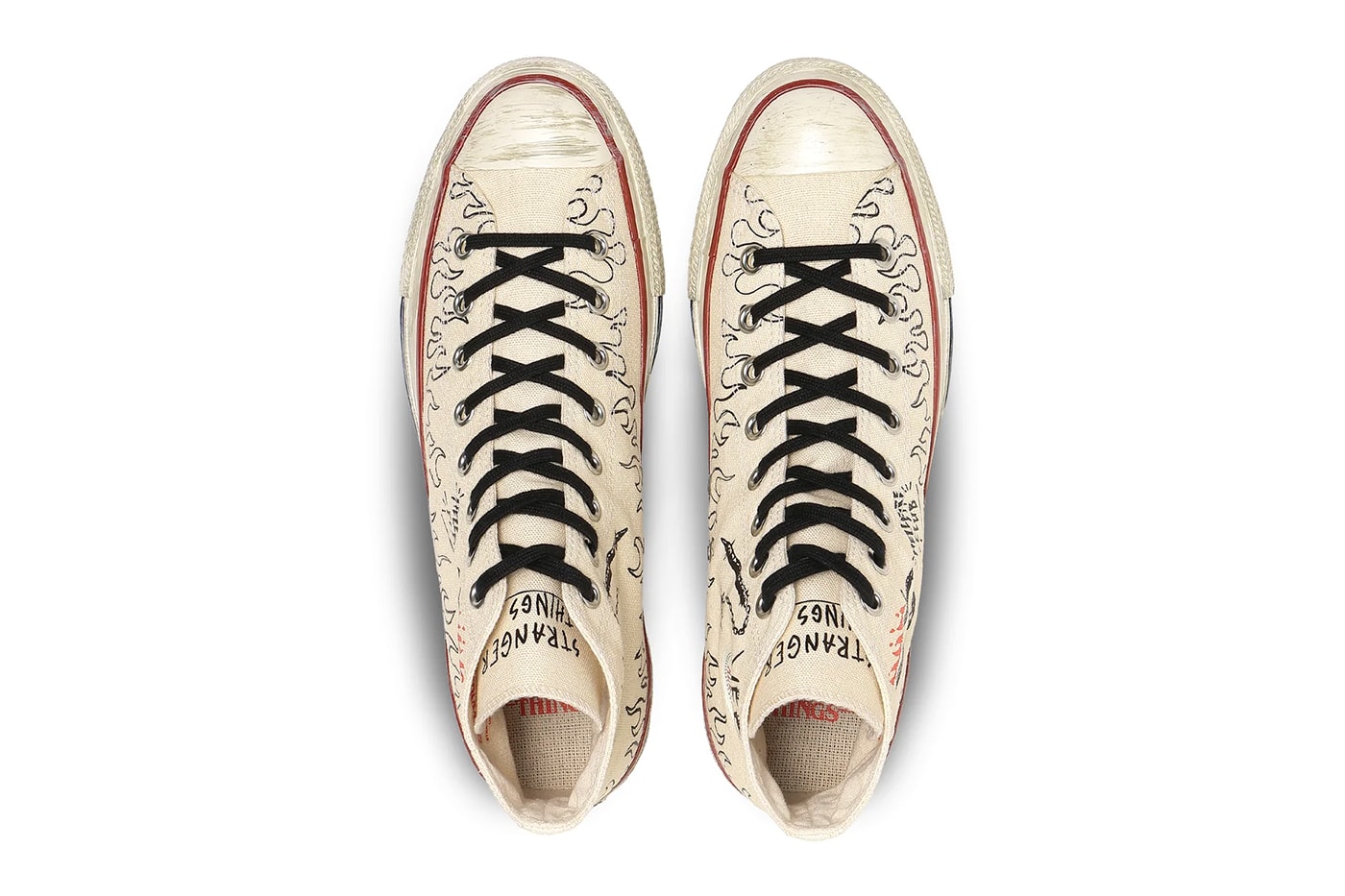 Netflix Stranger Things Converse All Star Aged 87 Pack Bleached Black Natural Blue Black Black Red Release Info