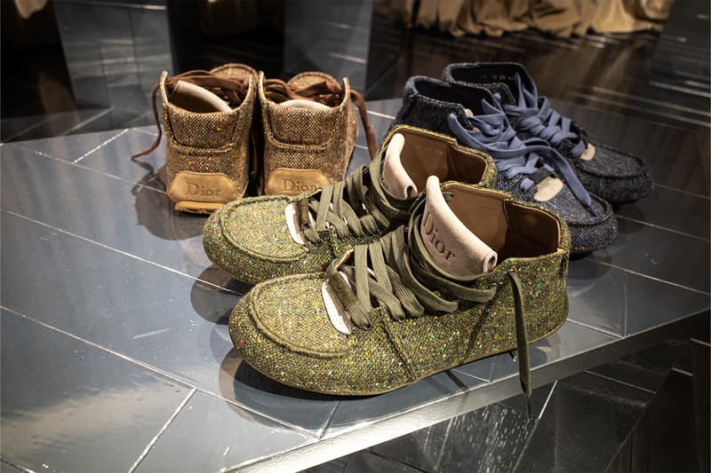 Closer Look at the Dior Roadie off the FW26 Runway jonathan anderson skate shoes foreset green navy tweed calfskin