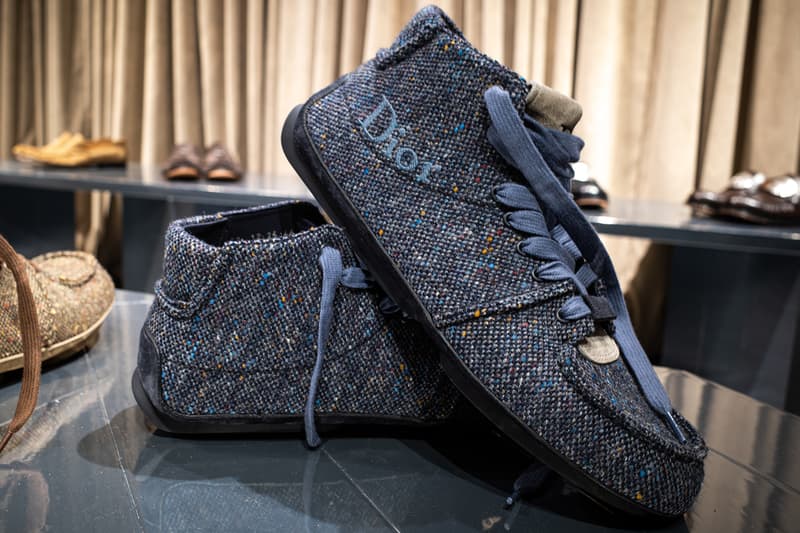 Closer Look at the Dior Roadie off the FW26 Runway jonathan anderson skate shoes foreset green navy tweed calfskin