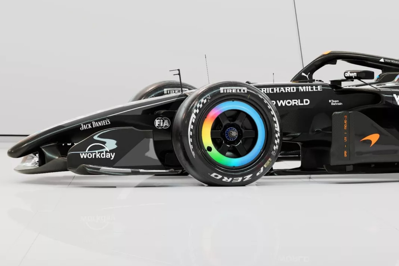 McLaren MCL40 in one-off black and chrome Barcelona Shakedown livery for the 2026 Formula 1 season reset