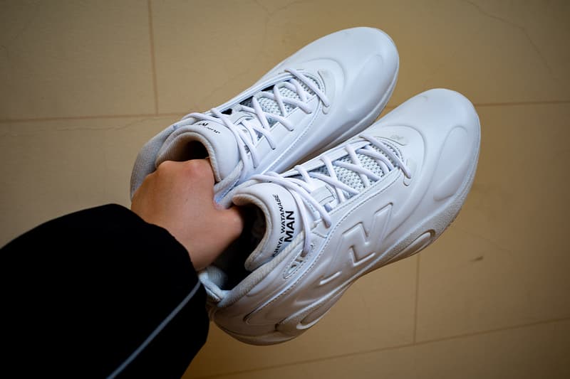 Closer Look at the Junya Watanabe MAN x New Balance P400 Revealed During PFW FW26 two colorways triple black white