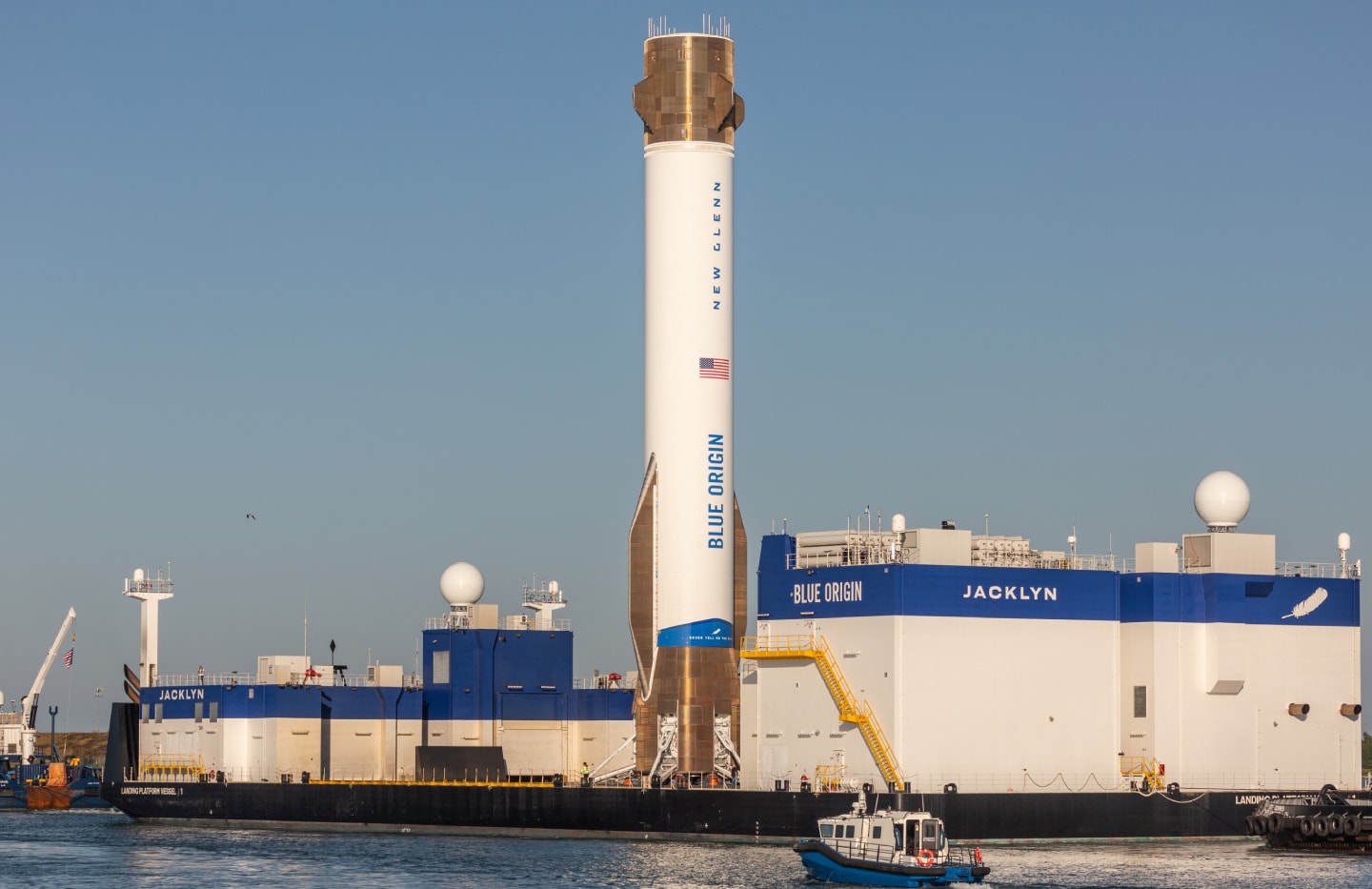 Blue Origin New Shepard rocket stands on its suborbital launchpad as the company pivots resources toward Blue Moon lunar lander development