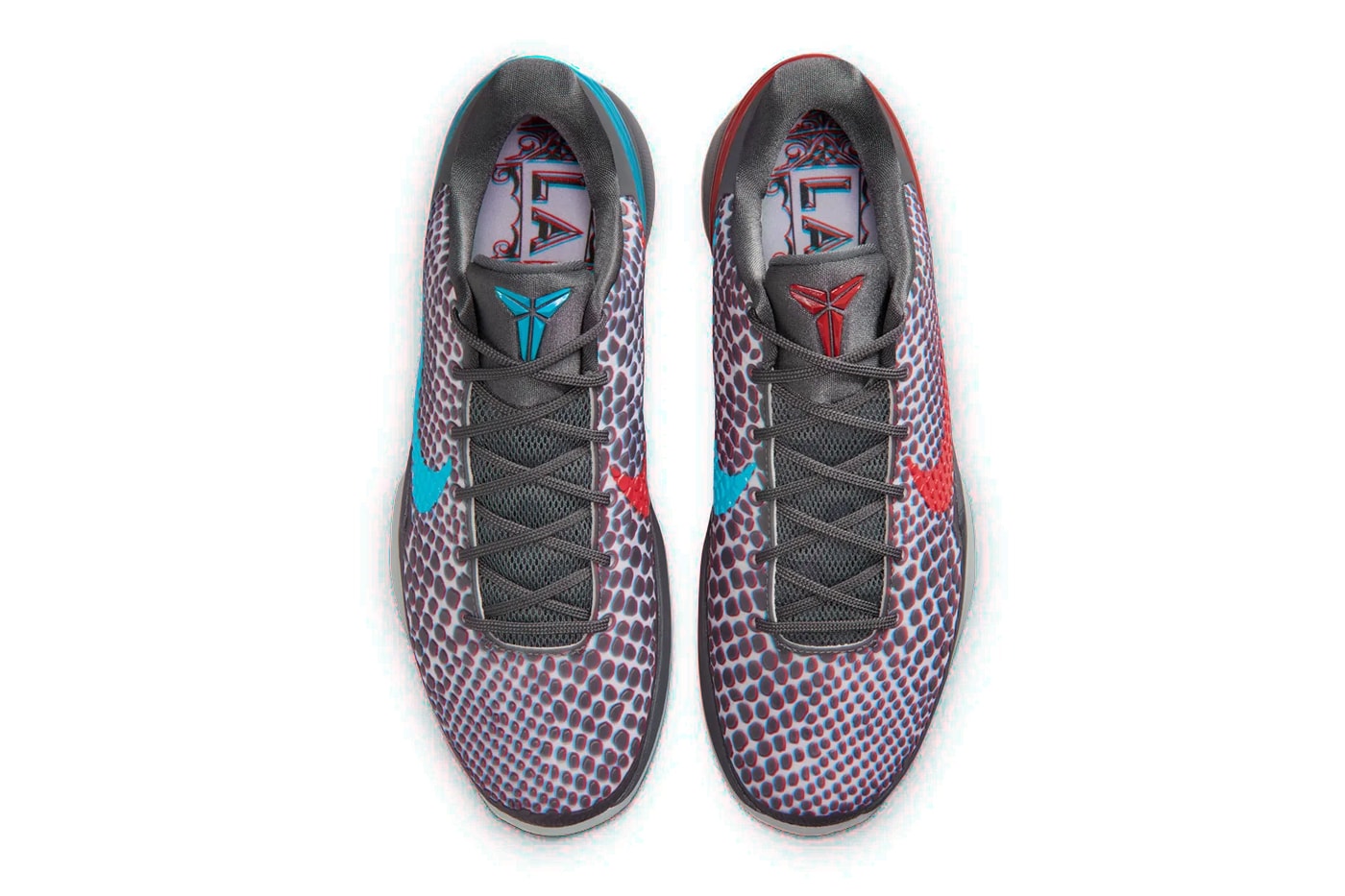Nike Kobe 6 Protro All-Star "Hollywood 3D"  IQ3902-002 Release Info kobe bryant basketball shoes Dark Grey/Chlorine Blue/Daring Red