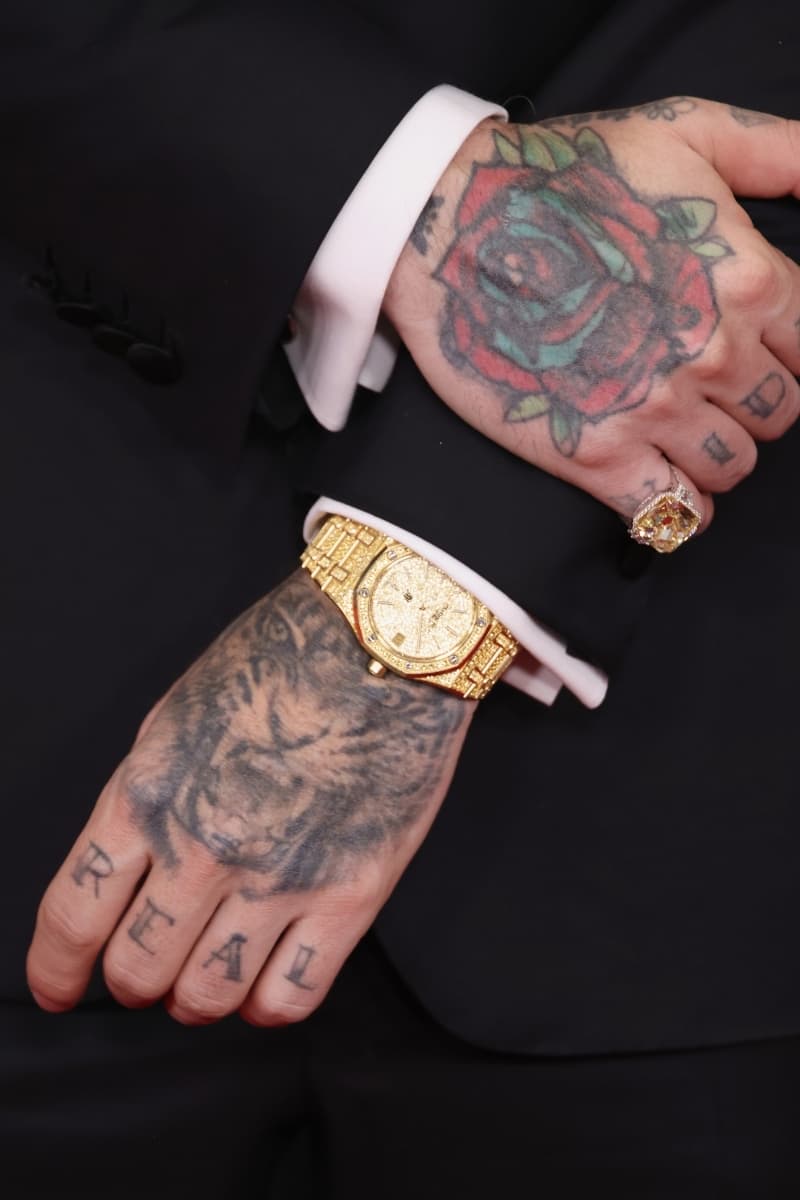 Wrist Check J Balvin Audemars Piguet Royal Oak "Jumbo" Extra-Thin Yellow Gold Full-Set Yellow Sapphires Ref. 16202BA.HH.1241BA.01 Grammys 2026