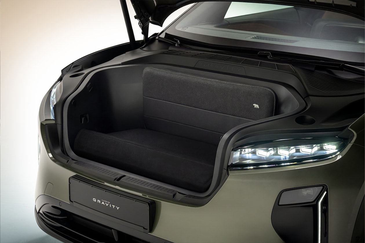 lucid gravity electric vehicle suv seven seater berlin seven suite touring grand living space frunk floating screens leather seats massage 