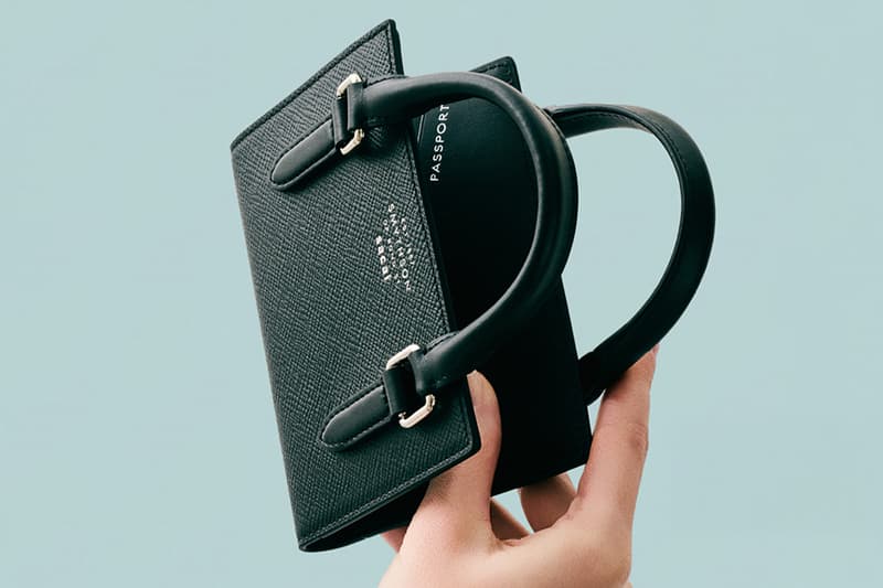 Smythson and sacai Unveil Hybrid Leather Goods Collection limited capsule a passport cover, pouch, and Chelsea notebook