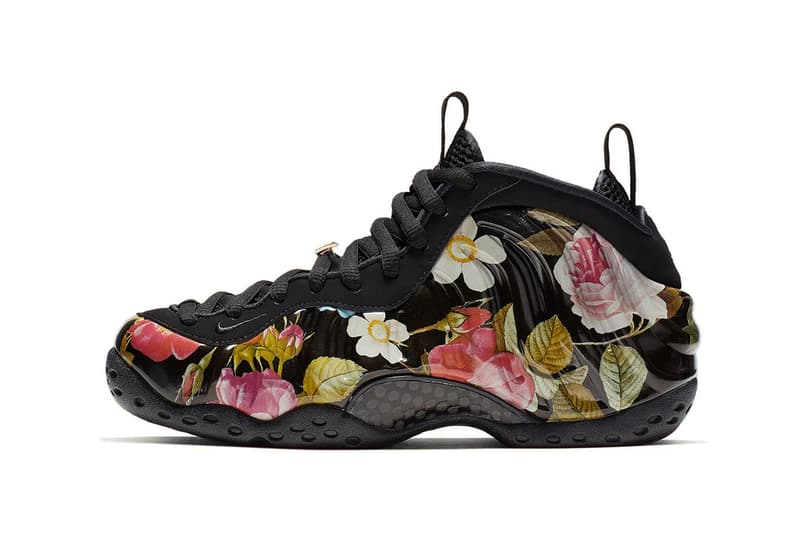 Nike Air Foamposite One Surfaces in "Floral" Black/Metallic Gold-Black AA3963-002 basketball sneaker swoosh botanical