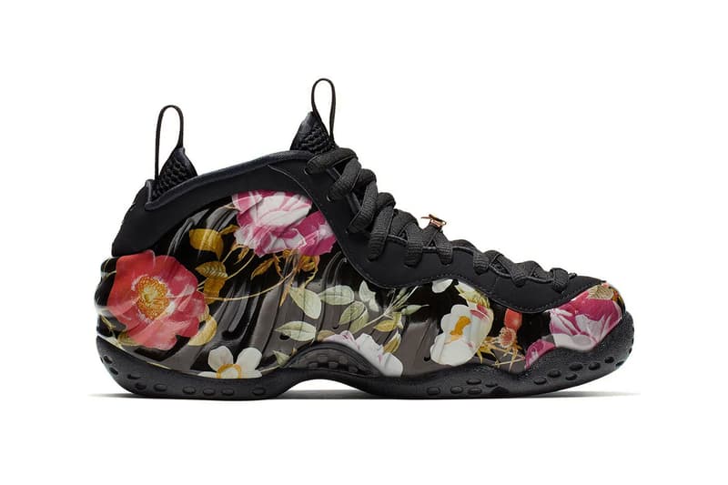 Nike Air Foamposite One Surfaces in "Floral" Black/Metallic Gold-Black AA3963-002 basketball sneaker swoosh botanical
